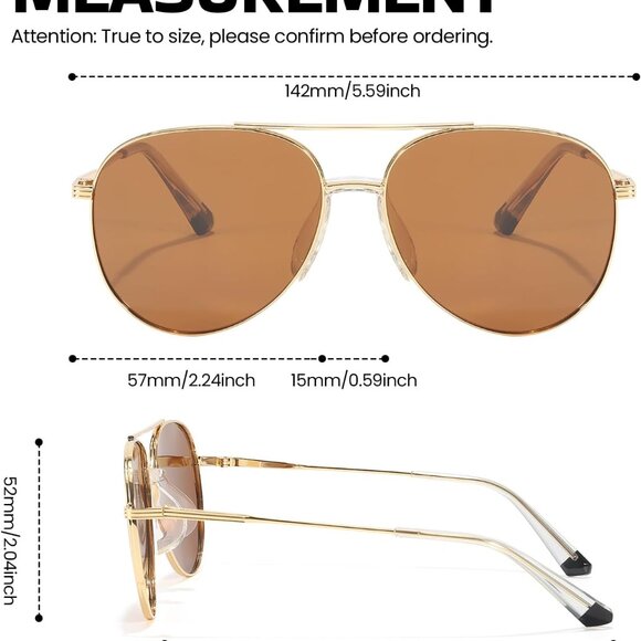 Polarized Aviator Sunglasses Tangle-Free UV Protection for Men Women Outdoor - Picture 4 of 5